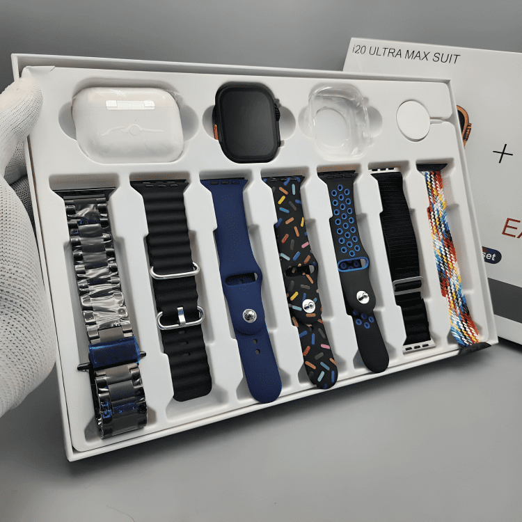 i20 Ultra Smart Watch with Earbuds & 7 Straps | Dabieo