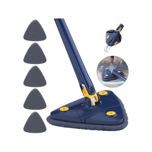 360° Rotating Triangular Flat Mop with 5 Reusable Pads – Corner & Edge Cleaner | BuyPick