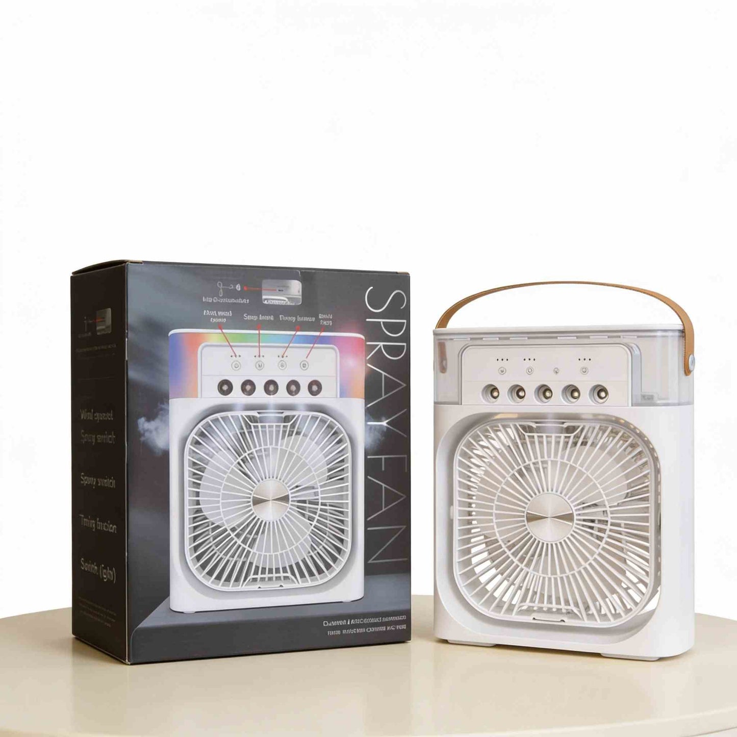 3-in-1 Mist Fan – Portable Air Cooler with Spray, LED Light  | Dabieo