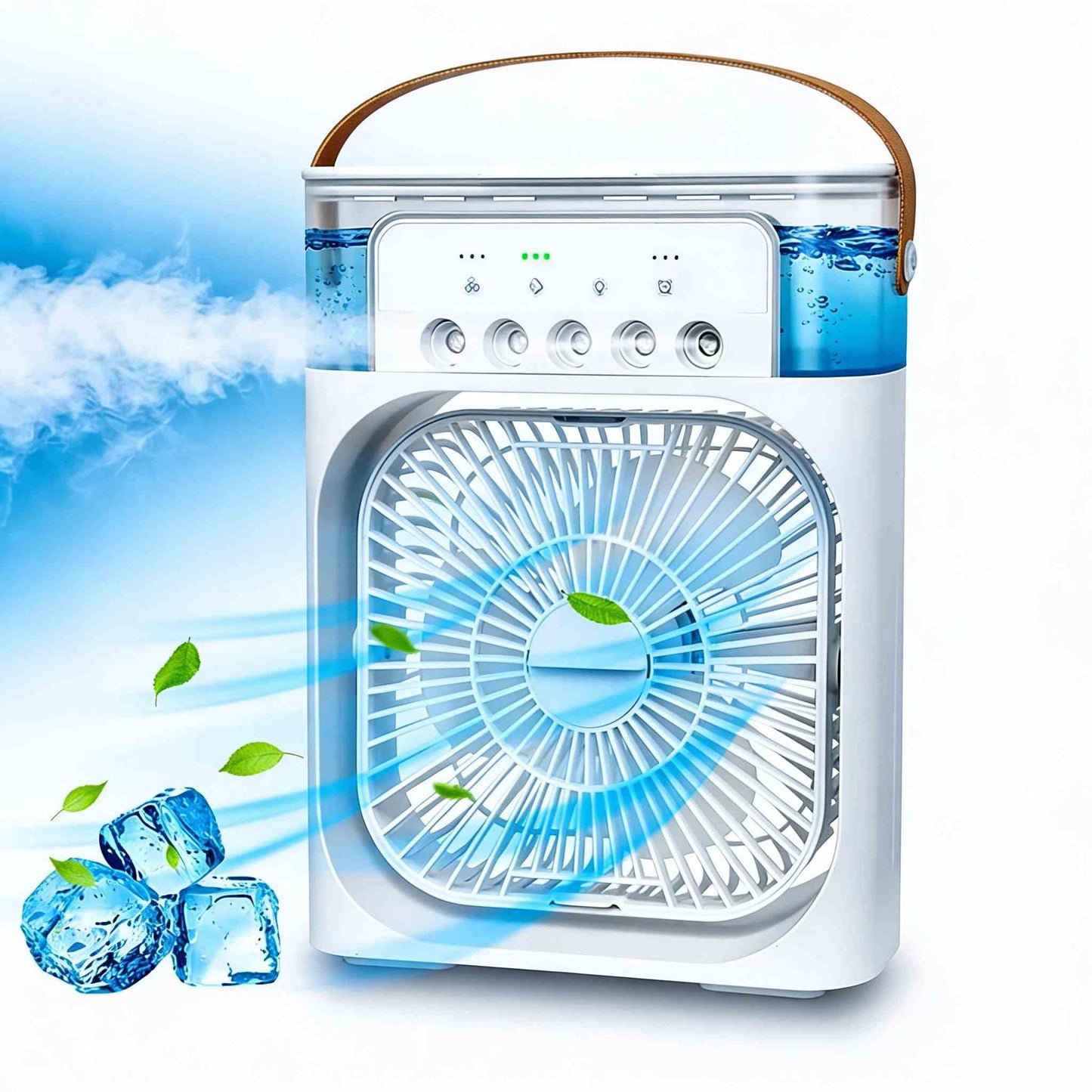 3-in-1 Mist Fan – Portable Air Cooler with Spray, LED Light  | Dabieo